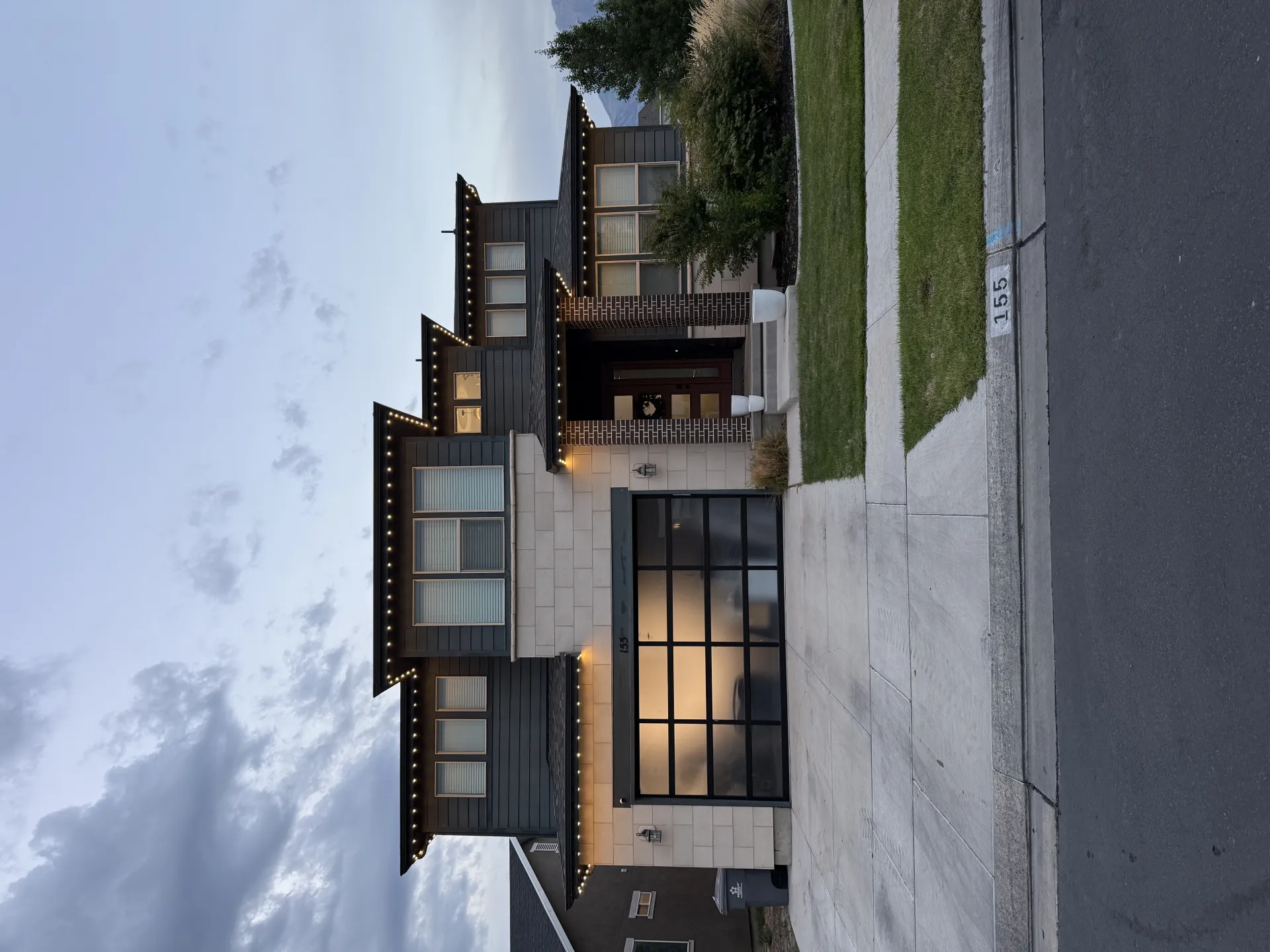 Backyard patio with permanent LED accent lights