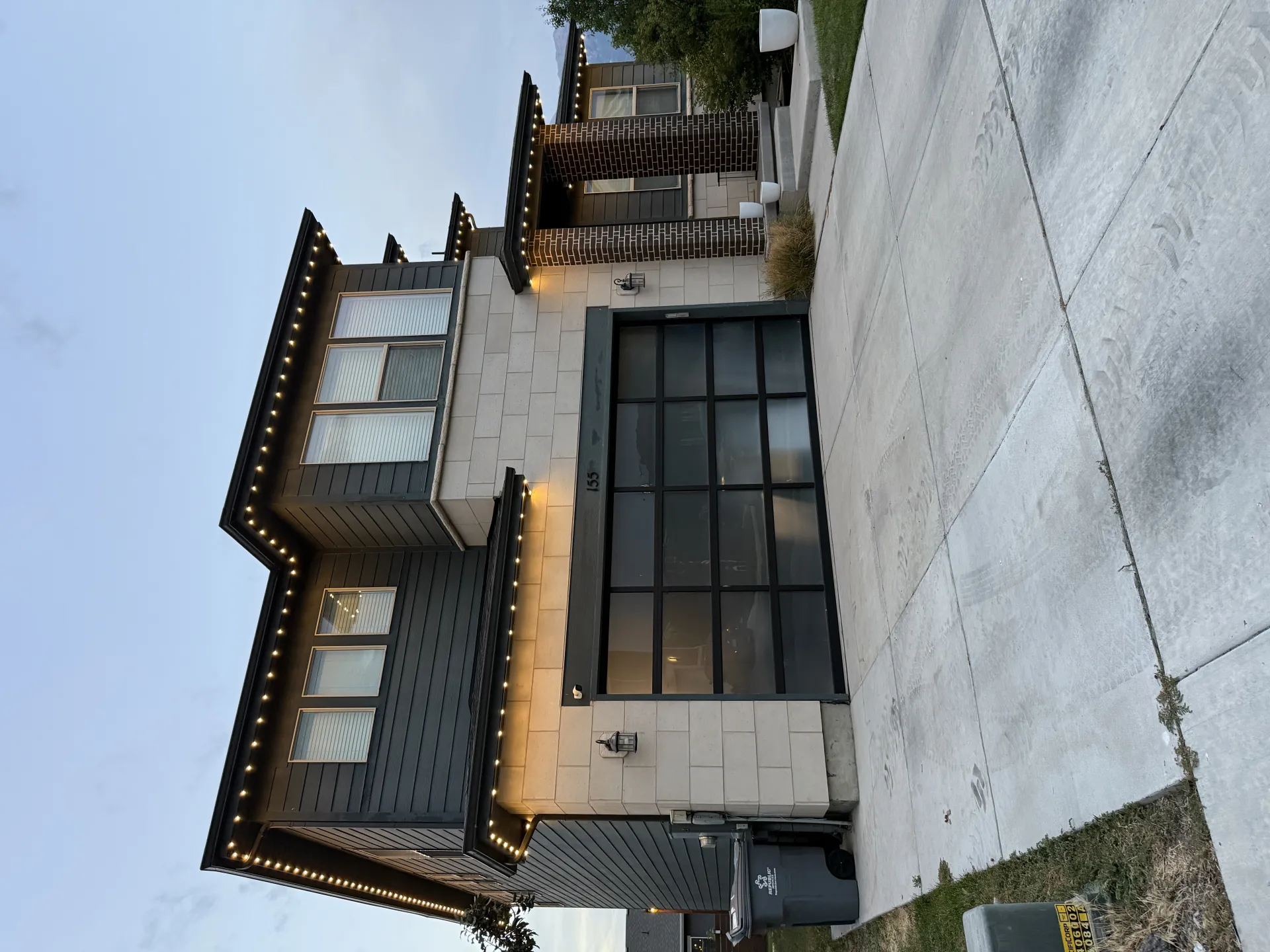 Permanent LED lights along covered patio and entryway